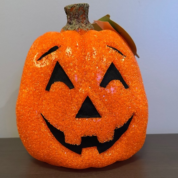Other - Light Up Sparkling Pumpkin Decoration 9” NWT